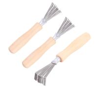 3 Pièces Nettoyant pour Brosses à Cheveux en Bois, Râteau Compact | Retire les Cheveux Incrustés, Léger pour Voyage, Couleur Kaki, Outil Pratique pour Peigne et Brosse