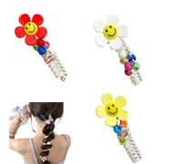 3 Pieces No Damage Soft Elastic Spiral Hair Ties- Soft Elastic Twisted Hair Wires for Women & Girls, Gentle Ponytail Holders for fixed Thin/Thick Hair, for Daily, Office, School (Flower)