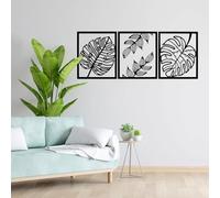 3 Pièces Noir Décoration Murale En Métal Décoration Art Décoration Murale Minimaliste Art Sculpture Murale En Fil De Fleurs Décor D'art Mural À Une Seule Ligne Suspendu Pour Chambre Salon Salle