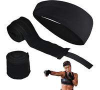 3 Pièces Noir Gants De Boxe Kit,5m Élastique Bandages De Boxe Arec Bandeaux De Sport,Stabilité Bandes Boxe Sous Gants Pour Hommes Femmes,Sécurité Hand Wraps Pour Sports De Combat,Mma
