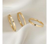 3 pièces Nouvelles bagues de couple en acier de titane simple de 2 mm à la mode pour femmes, bagues fines vintage minimalistes en acier inoxydable style japonais-coréen. Cadeau pour la Saint-Valentin,