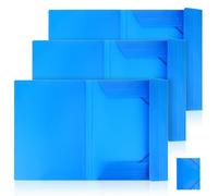3 Pièces Organiseur de Dossiers A4 en PP Bleu, Pliable, Extensible | Capacité 150 à 200 Feuilles, Fermeture Élastique, pour Rapports et Contrats, Bureau ou Salle de Classe