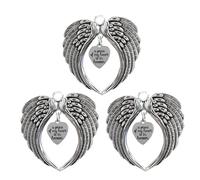 3 Pièces Ornement d'Aile en Alliage, Mémorial Noël, Coeur Décorations Voiture Commémoratives, Ange Gardien Pendentif