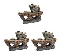 3 Pièces Ornement D'aquarium Bateau Pirate en Résine, Cachette Creuse | Base Plate Stable, Couleur Vive, pour Crevettes et Bettas, Ajoute un Intérêt Visuel à L’aquarium