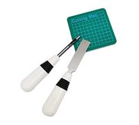 3 Pièces Outils de Coupe Boutonnière en Acier avec Tapis - Ensemble Couture Maroquinerie pour Cuir et Tissu - Blanc Noir