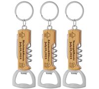 3 Pièces Ouvre-bouteilles en bois personnalisée, garçons de garniture Best Man Gifts for Wedding Bachelor Party, Cadeaux gravés pour père, grand-père, modèles personnalisés et texte.Multifonctionnel.