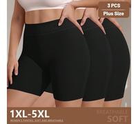 3 pièces/Pack Culottes pour femmes grande taille, slips hipster, fesses pêche, taille haute contrôle du ventre, modelage du corps 1XL,2XL,3XL,4XL,5XLUnicoloreTissu tricoté