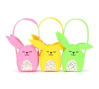 3 Pièces Panier de Pâques de Lapin, Panier Paques Enfant à Remplir, Sac Paques Enfant en Feutre Lapin, Sac Cadeau Paques avec Anse, Panier Oeuf de Paques pour Enfants Décoration de Pâques (Coloré*3)