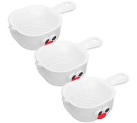 3 Pièces Panier Égouttoir Double Couche, Blanche | PET Pp, Panier Perforé avec Bord Relevé et Poignée Ergonomique, Bol Inférieur Robuste pour Égouttage