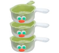 3 Pièces Panier Égouttoir Double Couche Vert en Plastique | Passoire Alimentaire pour Agrumes et Herbes, Lavage Puis Service, Bac Inférieur Stable, Rangement Suspendu, Surface Lisse