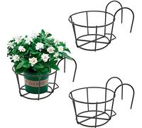 3 Pièces Paniers de jardinière à Rail Suspendu Support Jardiniere Balcon Rond Paniers de Fleurs Suspendus en Fer, Convient pour Balcon,Jardin,Clôture,Intérieur Et Extérieur