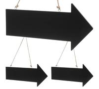 3 Pièces Panneau Indicateur Fléché en Bois Foncé, Tableau Ardoise | Recto Verso Inscriptible, Corde Suspendre Incluse, Cadre Robuste, pour Vitrine, Salle de t Bureau
