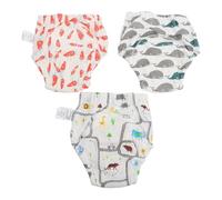 3 Pièces Pantalon D’apprentissage Bébé 4 Couches en Coton Tissé | Taille Bébé, Taille Élastique, Couche Imperméable, Respirant, Réutilisable et Lavable, Usage Quotidien Style Aléatoire