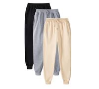 3 Pièces Pantalons de Jogging pour Femmes Chevilles Resserrées Pantalons de Survêtement Taille Haute Élastique Joggings Femmes Couleur Unie Cordon de Serrage Randonnée Jogging Bas Pantalon de