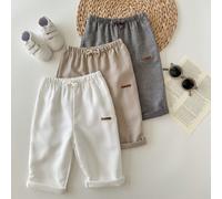 3 pièces Pantalons décontractés à taille élastique de couleur unie pour bébés garçons/filles, style académique polyvalent, convient pour anniversaire, fête, représentation, mariage, baby shower, print