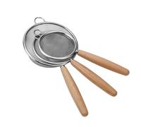 3 pièces Passoire à maille fine en acier inoxydable - Passoire à thé en maille avec poignée (en bois), passoire pour thé en vrac, café, cocktails, jus, infuseur à thé, passoires alimentaires, passoire