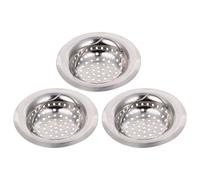 3 Pièces Passoire D’évier Cuisine en Acier Inoxydable Argenté | Drainage Rapide et Pose Stable, Salle de Bain, Retient Petits Jouets, Adaptée aux Siphons
