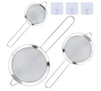 3 Pièces Passoire Inox 8/12/18 cm, Métal Tamis Cuisine, Tamis Maille Fine avec Poignée, Filtre pour Pâtisserie, Égoutter Poudre, Pates, Légumes, Quinoa, Nouille, Riz, Blanc d'Oeuf (Argent)