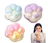 3 Pièces Patte De Chat Spongieuse | Jouet À Presser Mignon Taba Squishy Paw | Jouet Spongieux Fidget De Chat Fait Main Doux pour Le Soulagement du Stress | Jouet De De Stress en Silicone