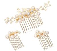 3 Pièces Peigne à Cheveux Mariage Perlé, Lot de Trois, Élégant