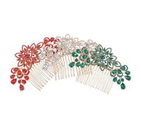 3 Pièces Peigne à Cheveux Mariée Cristal Métal Sept Dents | Accessoire Élégant pour Mariages et Cérémonies, Maintien Ferme, Design Raffiné, Couleurs Rouge Vert Blanc