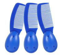 3 Pièces Peigne Boule Ergonomique Bleu en Plastique | Prise Confortable, Évite les Nœuds, Lisse la Chevelure, Usage Hommes et Femmes, Prisons et Centres