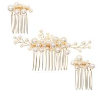 3 Pièces Peigne de Mariée Perles Vintage, Set de Trois Peignes | Perles et Métal Léger, Style Classique Élégant, Accessoires Décoratifs pour Coiffure Latérale, Bal, Cérémonie Nuptiale