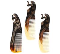 3 Pièces Peigne de Massage Multifonction en Corne de Bœuf | Texture Naturelle, Surface Polie et Lisse, Soin Anti-frisottis, Usage Femme, et Salon Professionnel Couleur Aléatoire