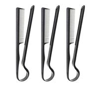 3 Pièces Peigne Lisseur à Cheveux en V, Plastique Noir | Sectionnement Précis, Usage Maison et Brushing, Format Portable, Adapté aux Cheveux Courts