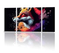 3 Pièces Peinture Numero Adulte, Abstrait Renard Peinture par Numéro, avec Pinceaux Bricolage Peintures Kits, Loisir Creatif Débutants, Décoration Murale de la Maison 30x60cm (Sans Cadre) y1s-619