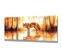 3 Pièces Peinture Numero Adulte - DIY Abstrait Peinture par Numero Adultes, Inclure Acrylique et Pinceau, Loisirs Activités Numéro D'art Artisanales Paint by Numbers, Loup, 60x120cm Sans Cadre 0q-13