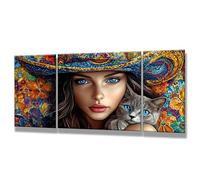 3 Pièces Peinture Numero Adulte - DIY Belles femmes (2) Peinture par Numero Adultes, Inclure Acrylique et Pinceau, Numéro D'art Artisanales Kit Paint by Numbers, Chat ( 80x160cm Sans Cadre ) 0q-262