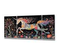 3 Pièces Peinture Numero Adulte - DIY Couleur Peinture par Numero Adultes, Inclure Acrylique et Pinceau, Loisirs Activités Numéro D'art Artisanales Paint by Numbers, Licorne, 40x80cm Sans Cadre 0q-6