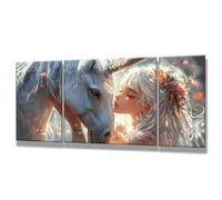 3 Pièces Peinture Numero Adulte - DIY Licorne Peinture par Numero Adultes, Inclure Acrylique et Pinceau, Loisirs Activités Numéro D'art Artisanales Paint by Numbers, Fille, 80x160cm Sans Cadre 0q-77