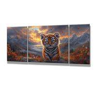 3 Pièces Peinture Numero Adulte - DIY Tigre Peinture par Numero Adultes, Inclure Acrylique et Pinceau, Loisirs Activités Numéro D'art Artisanales Paint by Numbers, Paysage, 60x120cm Sans Cadre 0q-175
