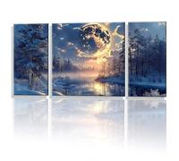 3 Pièces Peinture Numero Adulte, Forêt Lune Peinture par Numéro, avec 3- Pinceaux Bricolage Peintures Kits, Loisir Creatif Débutants, Décoration Murale de la Maison 30x60cm (Sans Cadre) y1s-586