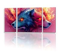 3 Pièces Peinture Numero Adulte, Loup Couples Peinture par Numéro, avec 3- Pinceaux Bricolage Peintures Kits, Loisir Creatif Débutants, Décoration Murale de la Maison 30x60cm (Sans Cadre) y1s-660