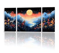 3 Pièces Peinture Numero Adulte, Peinture Numero Lune Chaîne montagnes Conception de Motifs, Sans Cadre, Débutants kit de Bricolage Peint Main, Tableau Decoration Murale, Cadeau Femme 60x120cm y1s-548