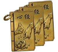 3 Pièces Pendentif Amulette Cuivre Or Antique pour Porte-clés | Design Chinois à Mots, Format Compact et Léger, Usage Polyvalent, Coloris Or, Facile à Emporter