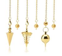 3 Pièces Pendule Divinatoire, Pendule Radiesthesie, Pendules en Cuivre Doré | Métal pour ésotérisme Divination, Accessoires de Tarot Cadeau, D'équilibre Reiki, pour Les Amateurs de Tarot