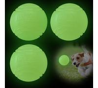 3 Pièces Phosphorescente Balle pour Chien de 6cm - Boule Indestructible en Caoutchouc Naturel, High Bounce pour Petit, Moyen et Grand Chien