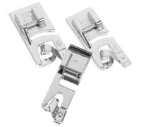 3 Pièces Pied Ourleur Roulé en Métal, Argenté | Finition Soignée pour Bords Légers, Usage DIY et Loisirs Créatifs, Adapté aux Tissus Variés