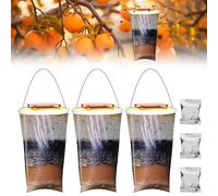 3 Pièces Piege a Mouche Interieur Exterieur, Piège à Moucherons Transparent, Red Top Fly Traps, Piège à Mouches Suspendu pour Jardins Extérieurs, Fermes, Etables, Attraper Les Mouches et Les Mouches