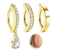 3 Pièces piercing nombril acier chirurgical, Piercing Nombril Clicker 14G | piercing nombril anneau Acier 10 mm percing Fermoir incurvé, Acier Chirurgical Hypoallergénique, Bijou De Corps pour Femme
