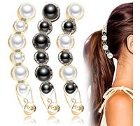 3 Pièces Pince à Cheveux Banane Perlée Barrettes Queue de Cheval en Strass Épingles à Cheveux Banane en Acrylique Clips à Cheveux Banane avec Perles Artificielles Accessoires de Cheveux