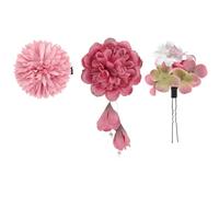 3 Pièces Pince à Cheveux Fleur D'inspiration Chinoise | Polyester, Fer et Abs, pour Photographie et Banquet, Maintient Fermement, Crée des Coiffures Élégantes