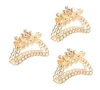 3 Pièces pince à cheveux pinces cheveu hairpin barrette hair pin hair clip pinces à cheveux pour femmes griffe de cheveux de fleur pinces pour cheveux épais Alliage de zinc Golden FRCOLOR