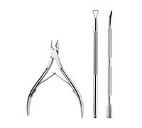 3 Pièces Pince à Cuticules avec Coupe-Cuticules Poussoir à Cuticules en Acier Inoxydable Dissolvant de Cuticule et Coupeur pour Ongle et Ongle, Cuticle Nipper with Cuticle Pusher
