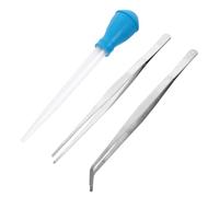 3 Pièces Pince à Épiler pour Aquarium et Pipette | Outil Droit et Courbé, Aspiration des Déchets, Prise Sûre, pour Aquarium et Fish Tank, Couleur Argenté