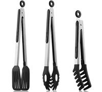 3 Pièces Pince de Cuisine, Pince Cuisine, Pince à Spaghetti Pinces à Pâtes Pince Barbecue en Acier Inoxydable avec Embouts en Silicone, Pour Cuisine, Spaghetti et Nouilles, Salade, Barbecue (3 Pièces)